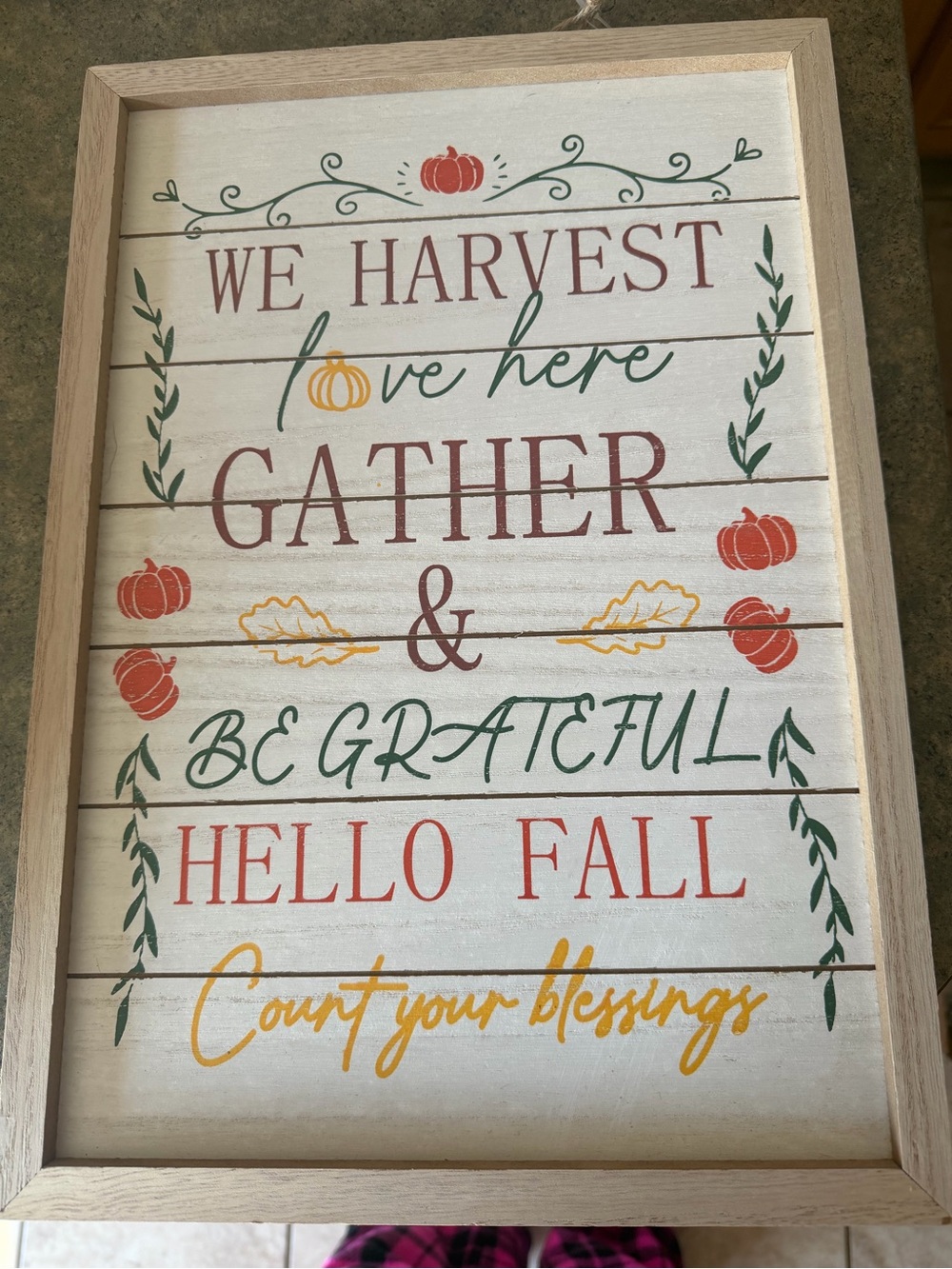 Hello Fall Framed Wall Sign - Orange, Green, Yellow, Red